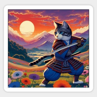 Samurai Cat Ukiyo-e Sticker